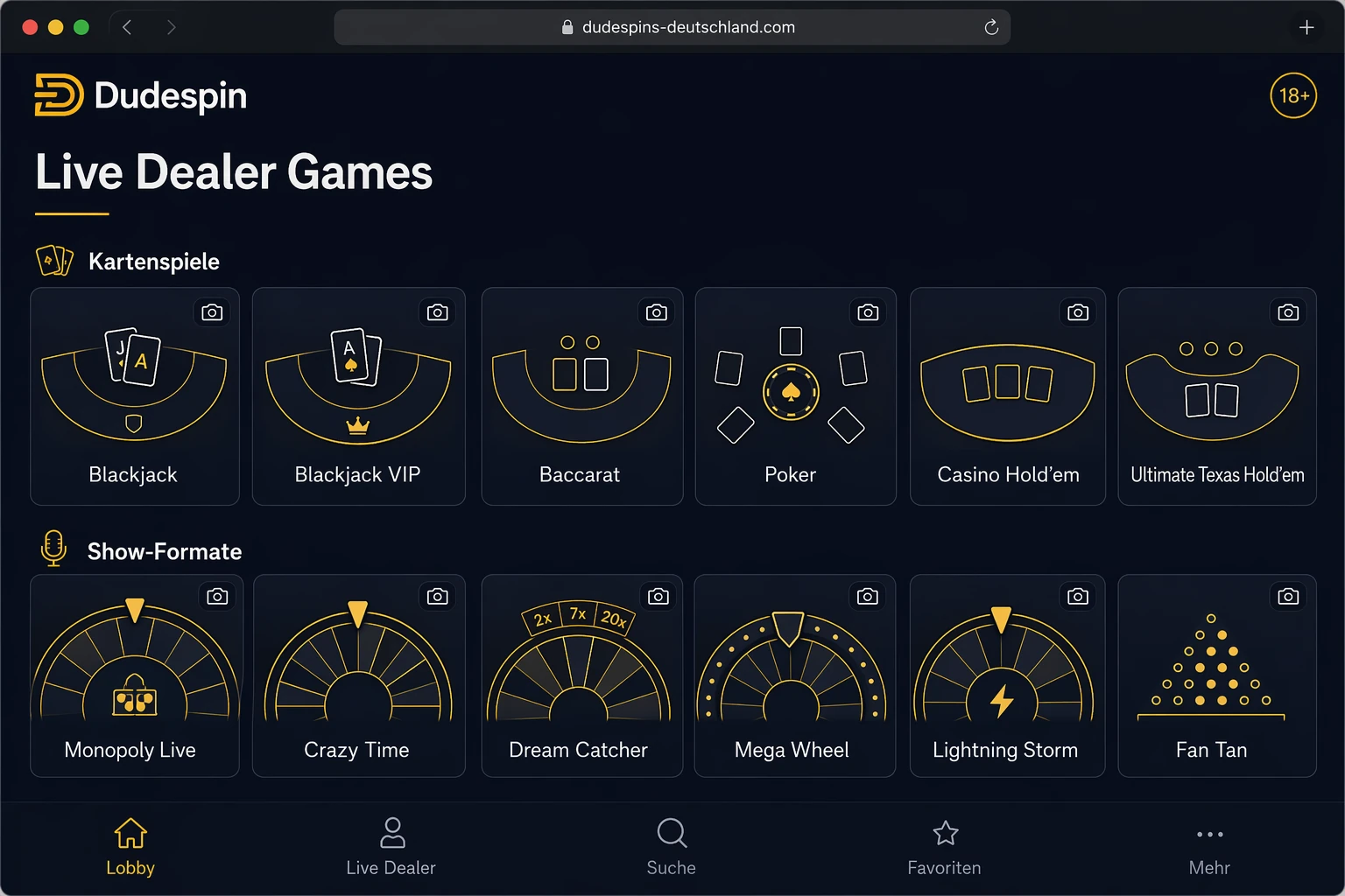 Dudespin Live Dealer Games jenseits der Roulette